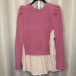 Anthropologie Pink and Cream Kids Sweater Top